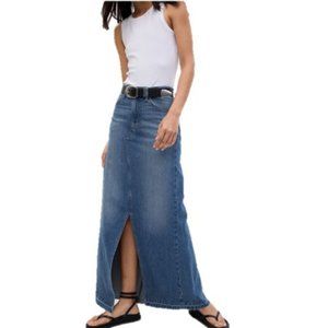Denim Maxi Skirt with Washwell